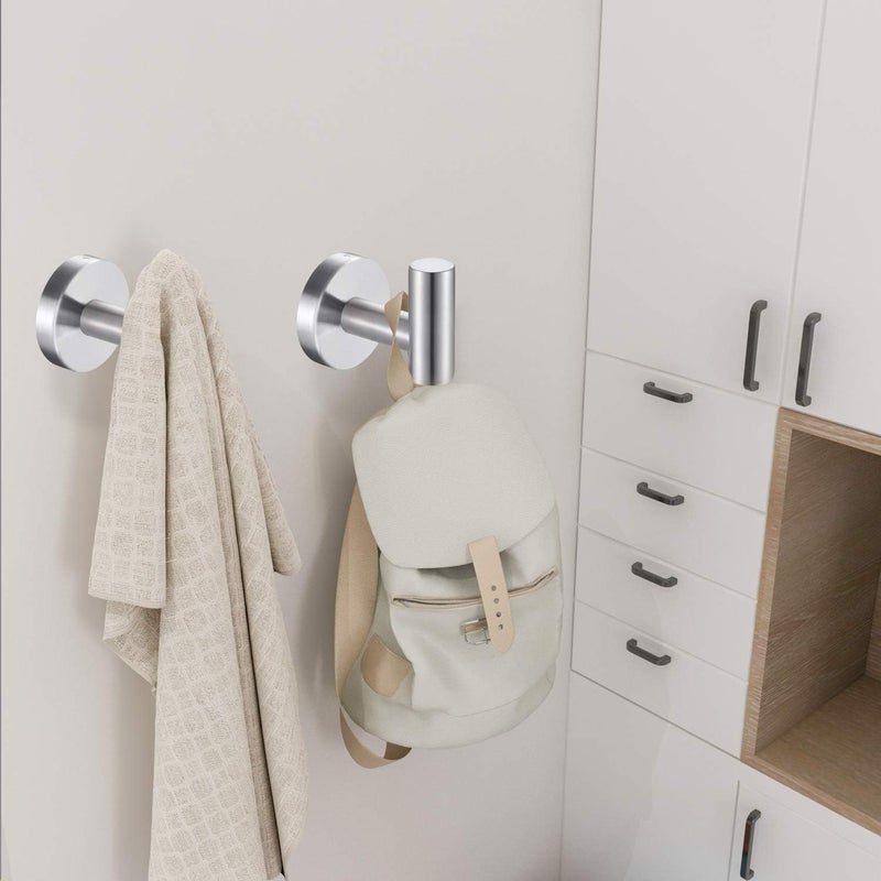 Homagic 2 Pack Silver Bathroom Towel Hooks Robe Hook Holder Wall Mount Heavy Duty Wall Hooks Coat Hook Closet Door for Bathroom Bedroom Hotel Kitchen Garage Pool - Image 4